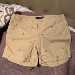 Nautica Tan Anchor Embroidered Shorts